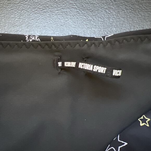 Victoria Secret Sport Leggings Size Large Black 7/8's Length Gold Silver Stars - Picture 7 of 11